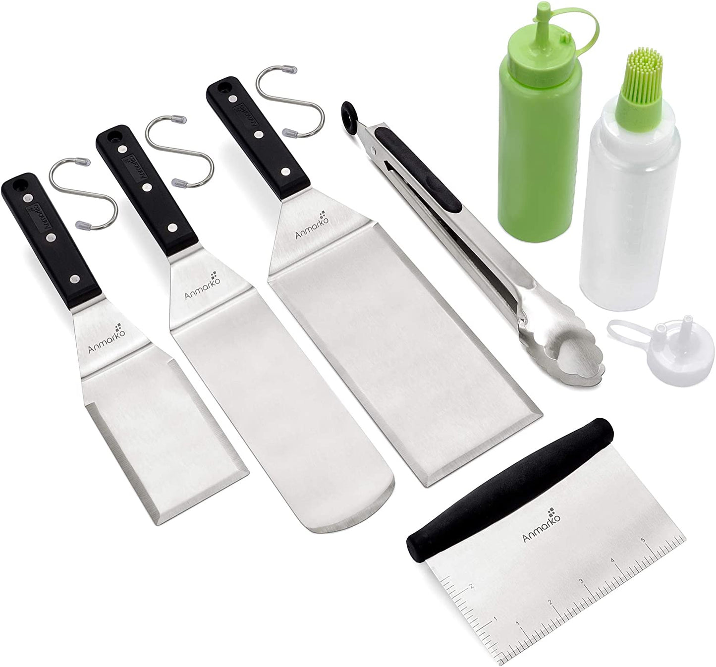 Metal Spatula Set - Griddle Accessories Kit - Grill Flat Spatula Pancake Flipper Hamburger Turner - Metal Utensil Great for BBQ Grill Flat Top - Cast Iron Griddle Accessories - Commercial Grade