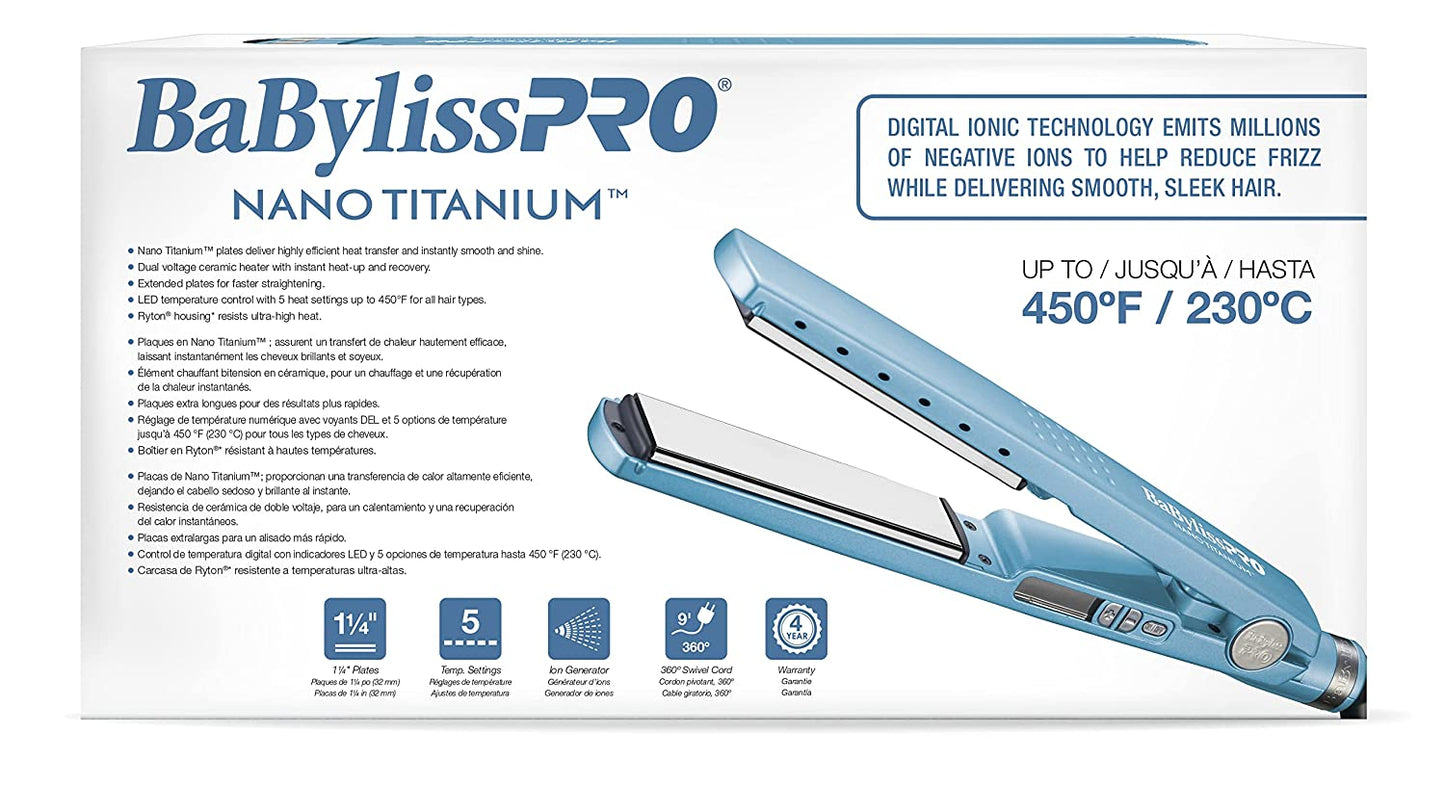 Nano Titanium Ionic Hair Straightener, Professional Flat Iron for All Hair Types