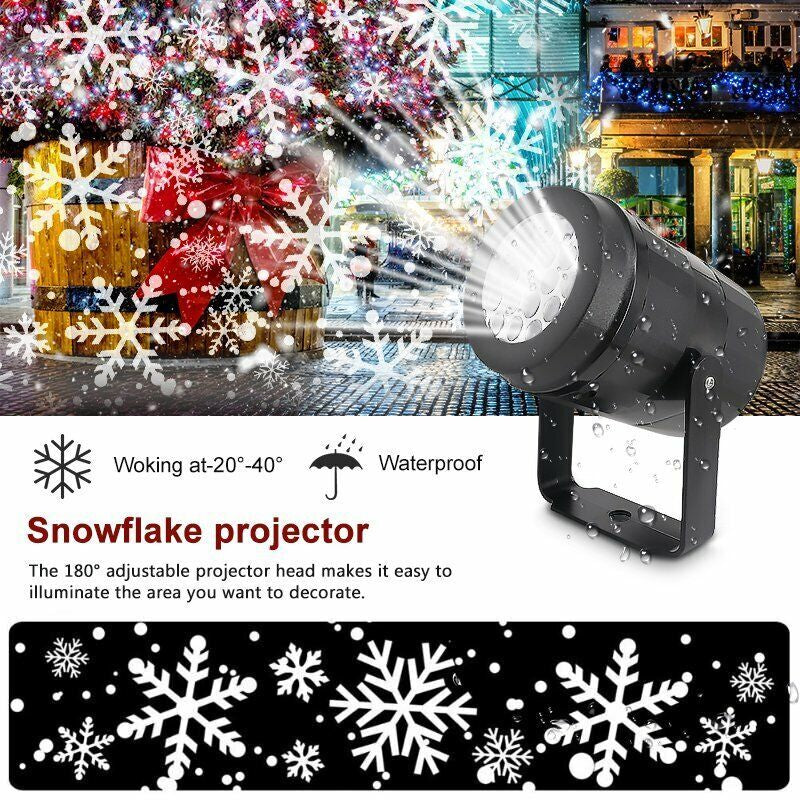 Christmas Snowflake Projector Light LED Snowfall Landscape Projection Xmas Decor