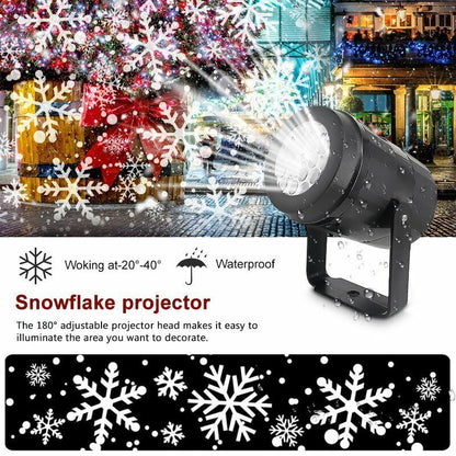 Christmas Snowflake Projector Light LED Snowfall Landscape Projection Xmas Decor