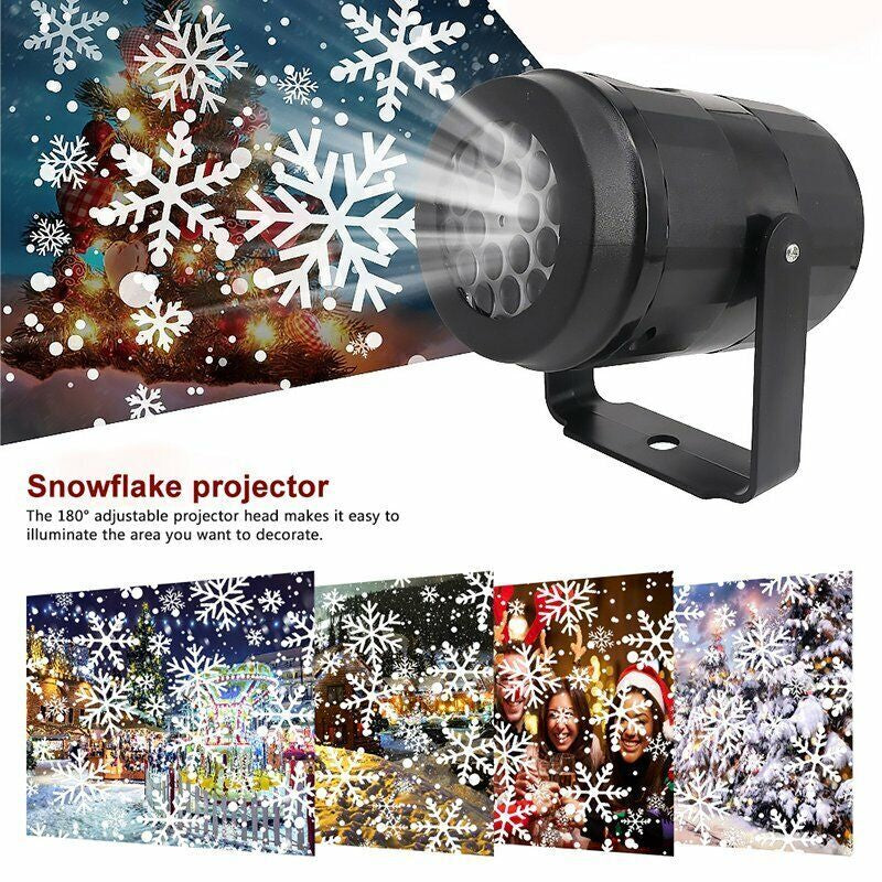 Christmas Snowflake Projector Light LED Snowfall Landscape Projection Xmas Decor