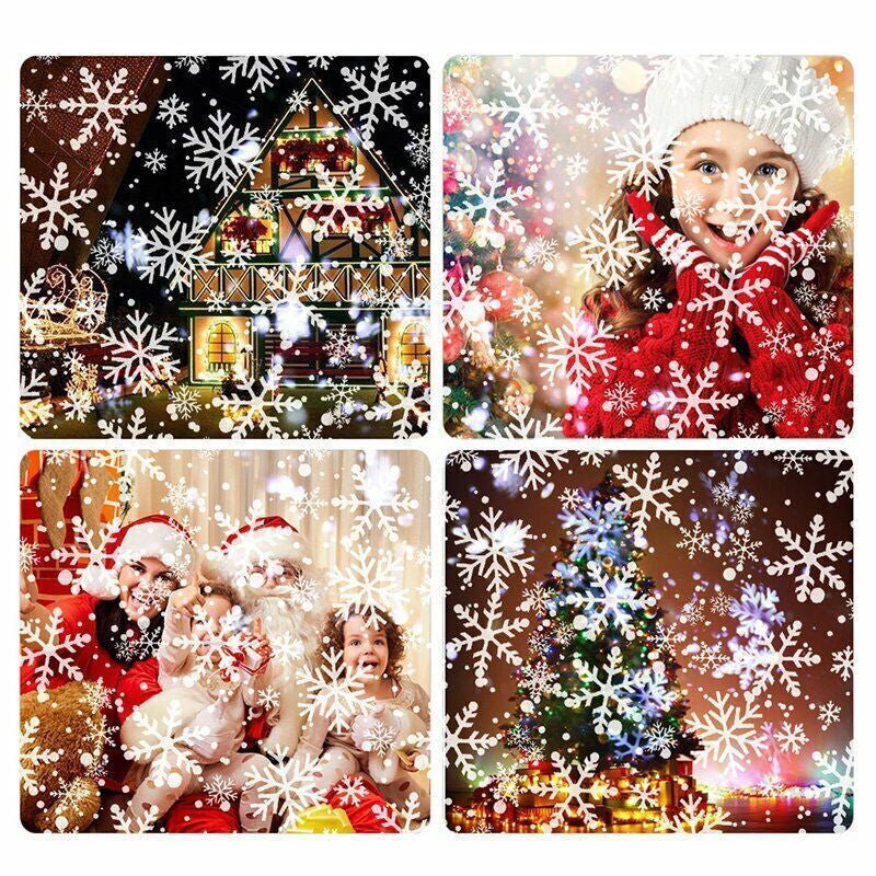 Christmas Snowflake Projector Light LED Snowfall Landscape Projection Xmas Decor