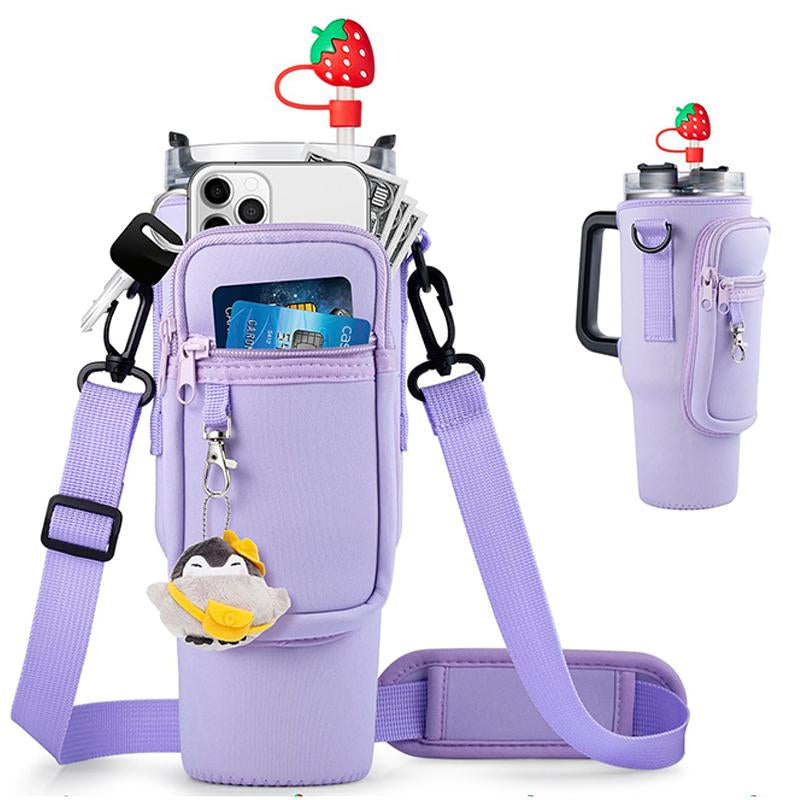 Protective Sleeve for 40Oz Thermos Cups - Shoulder-Strap Handbag with Phone Pocket & Wallet, Ideal for Outdoor Hiking Trips