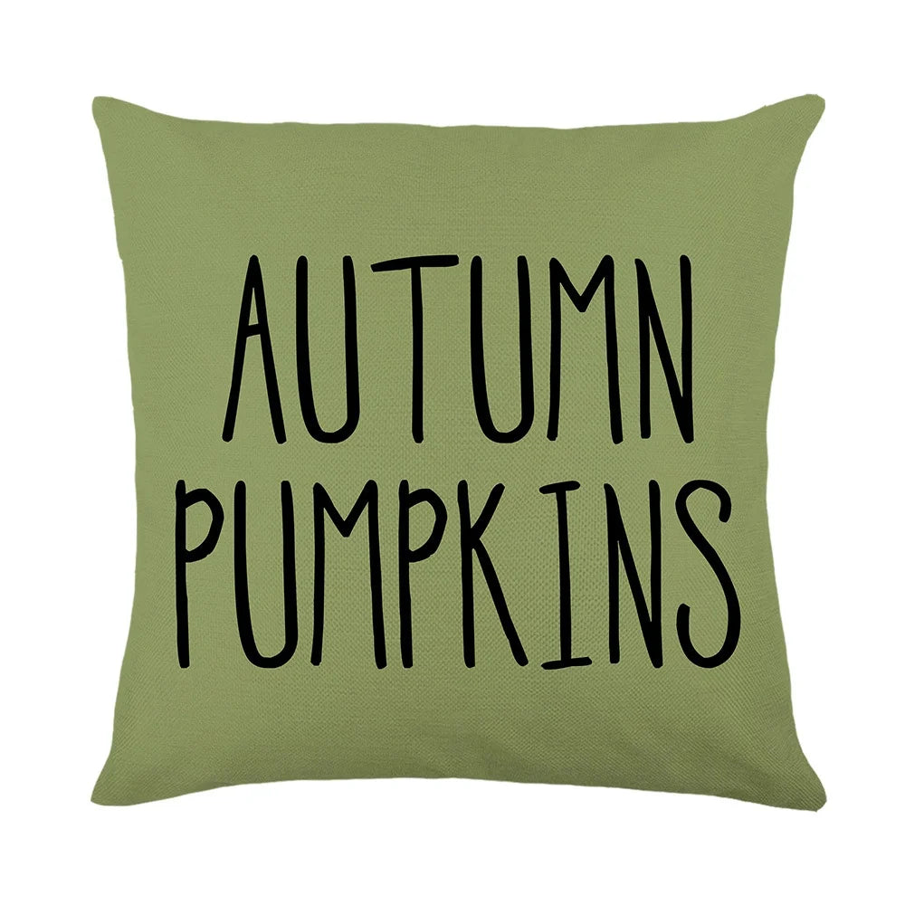 Fall Pillow Covers Green Orange Throw Pillows Cover 18X18 Set of 4 Outdoor Fall Decorations, Pumpkin Farmhouse Pillow Case for Sofa Couch Thanksgiving Decorations Fall Decor