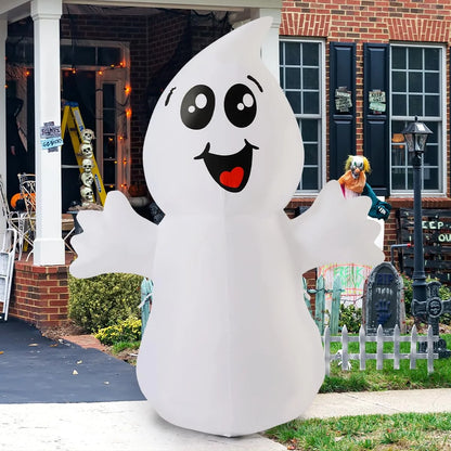 Halloween Inflatables 5 FT Halloween Ghost Inflatable with Built-In Leds, Cute Halloween Inflatable Ghost Blow up Ghost Inflatable, Outdoor Halloween Decorations for Halloween Holiday Party