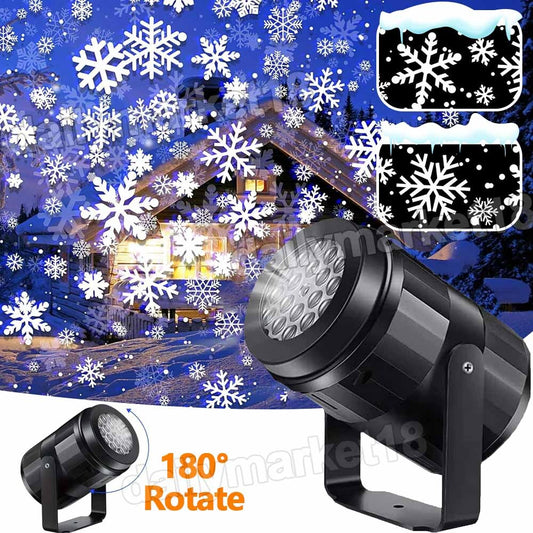 Christmas Snowflake Projector Light LED Snowfall Landscape Projection Xmas Decor