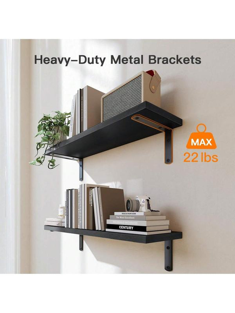 Floating Shelves, Bathroom Shelves over Toilet, Wall Mounted Floating Shelves with Wire Basket, Wooden, 3 Shelves, 16.5X6X5.5 In