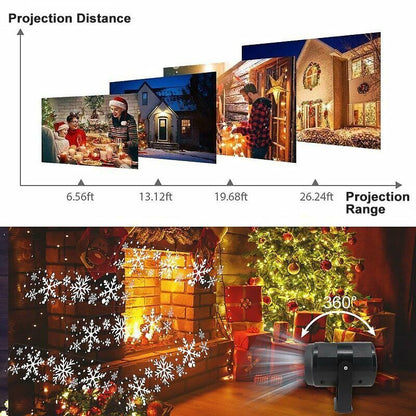 Christmas Snowflake Projector Light LED Snowfall Landscape Projection Xmas Decor