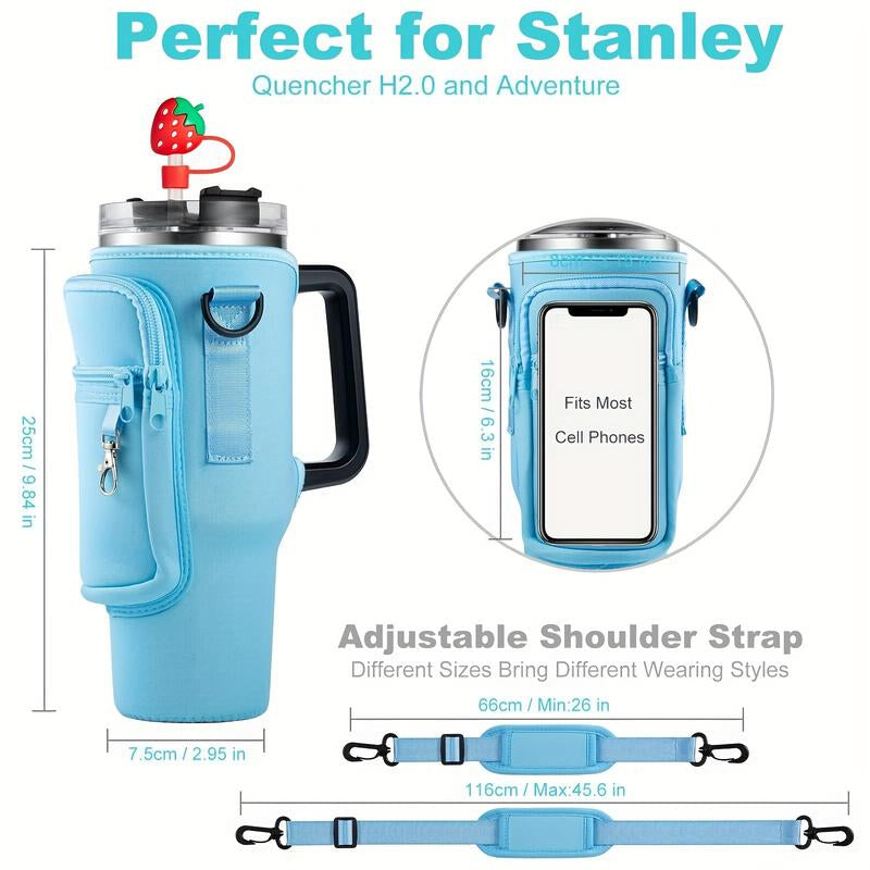 Protective Sleeve for 40Oz Thermos Cups - Shoulder-Strap Handbag with Phone Pocket & Wallet, Ideal for Outdoor Hiking Trips
