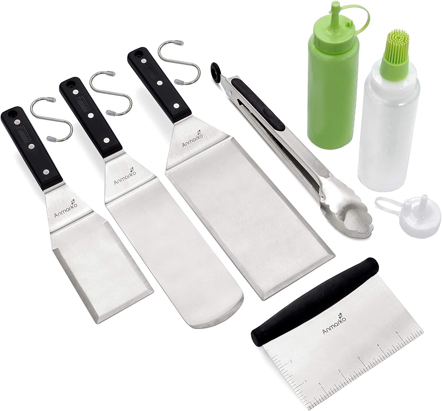 Metal Spatula Set - Griddle Accessories Kit - Grill Flat Spatula Pancake Flipper Hamburger Turner - Metal Utensil Great for BBQ Grill Flat Top - Cast Iron Griddle Accessories - Commercial Grade