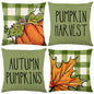 Fall Pillow Covers Green Orange Throw Pillows Cover 18X18 Set of 4 Outdoor Fall Decorations, Pumpkin Farmhouse Pillow Case for Sofa Couch Thanksgiving Decorations Fall Decor