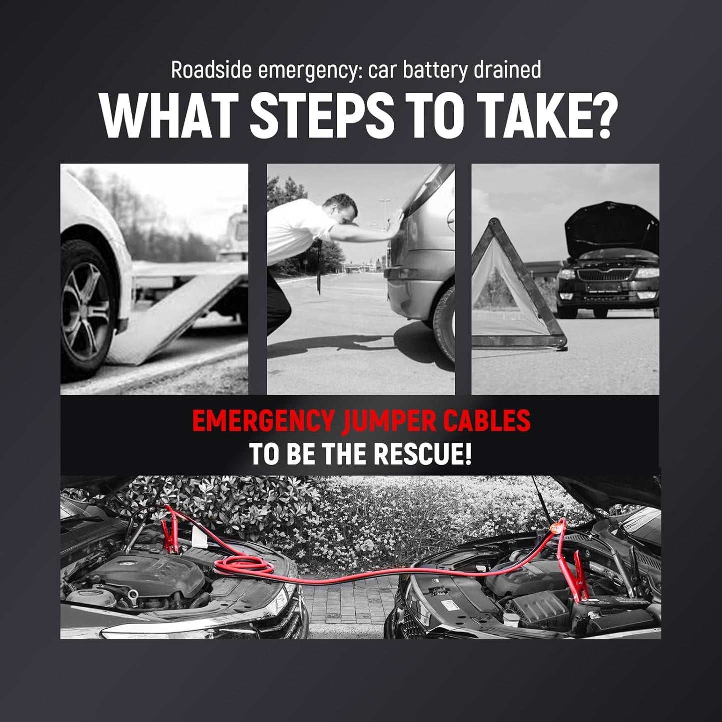 4 Gauge 25 Feet Jumper Cables for Car, SUV and Trucks Battery, Heavy Duty Automotive Booster Cables for Jump Starting Dead or Weak Batteries with Carry Bag, (TD-P0425)