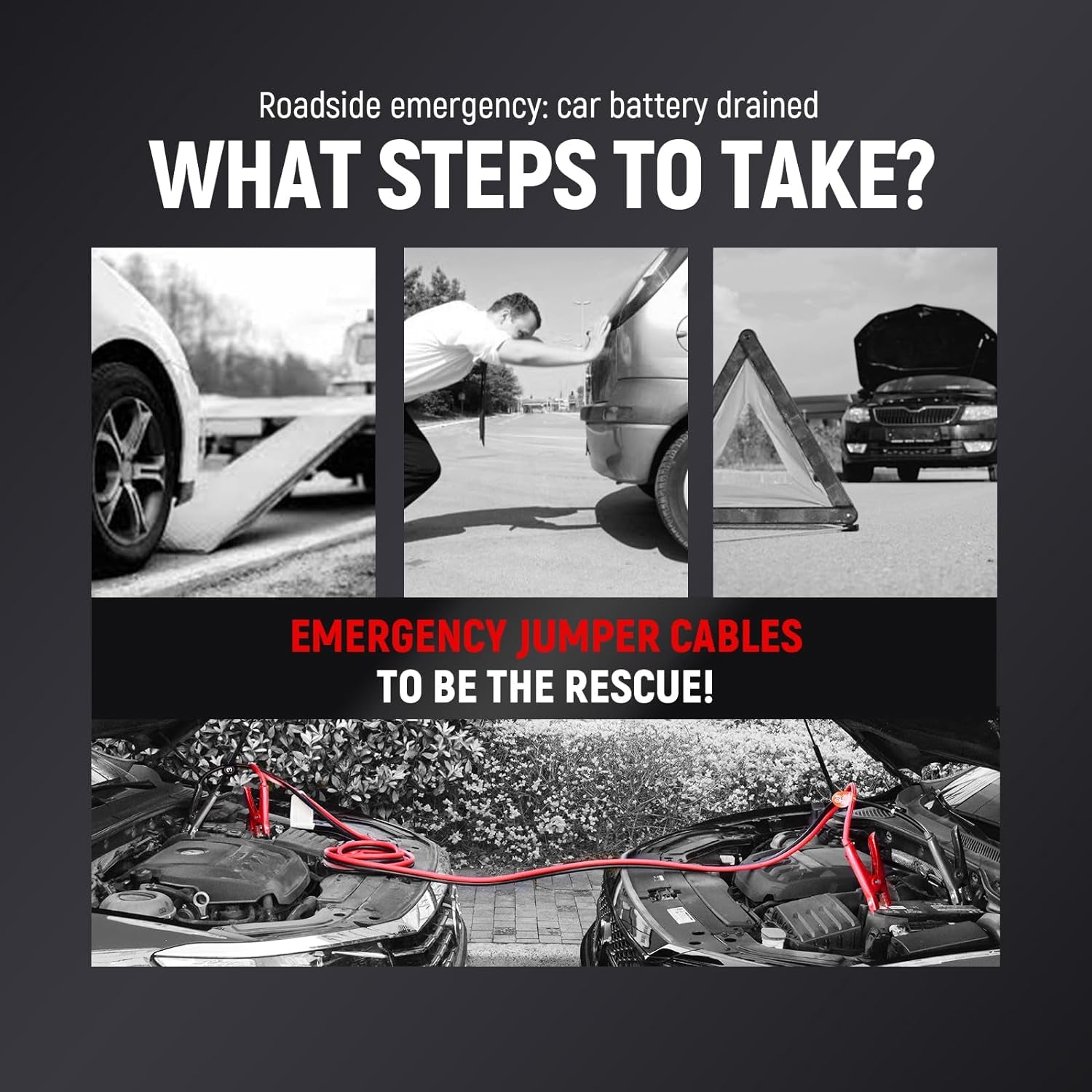 4 Gauge 25 Feet Jumper Cables for Car, SUV and Trucks Battery, Heavy Duty Automotive Booster Cables for Jump Starting Dead or Weak Batteries with Carry Bag, (TD-P0425)