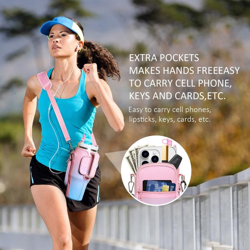 Protective Sleeve for 40Oz Thermos Cups - Shoulder-Strap Handbag with Phone Pocket & Wallet, Ideal for Outdoor Hiking Trips