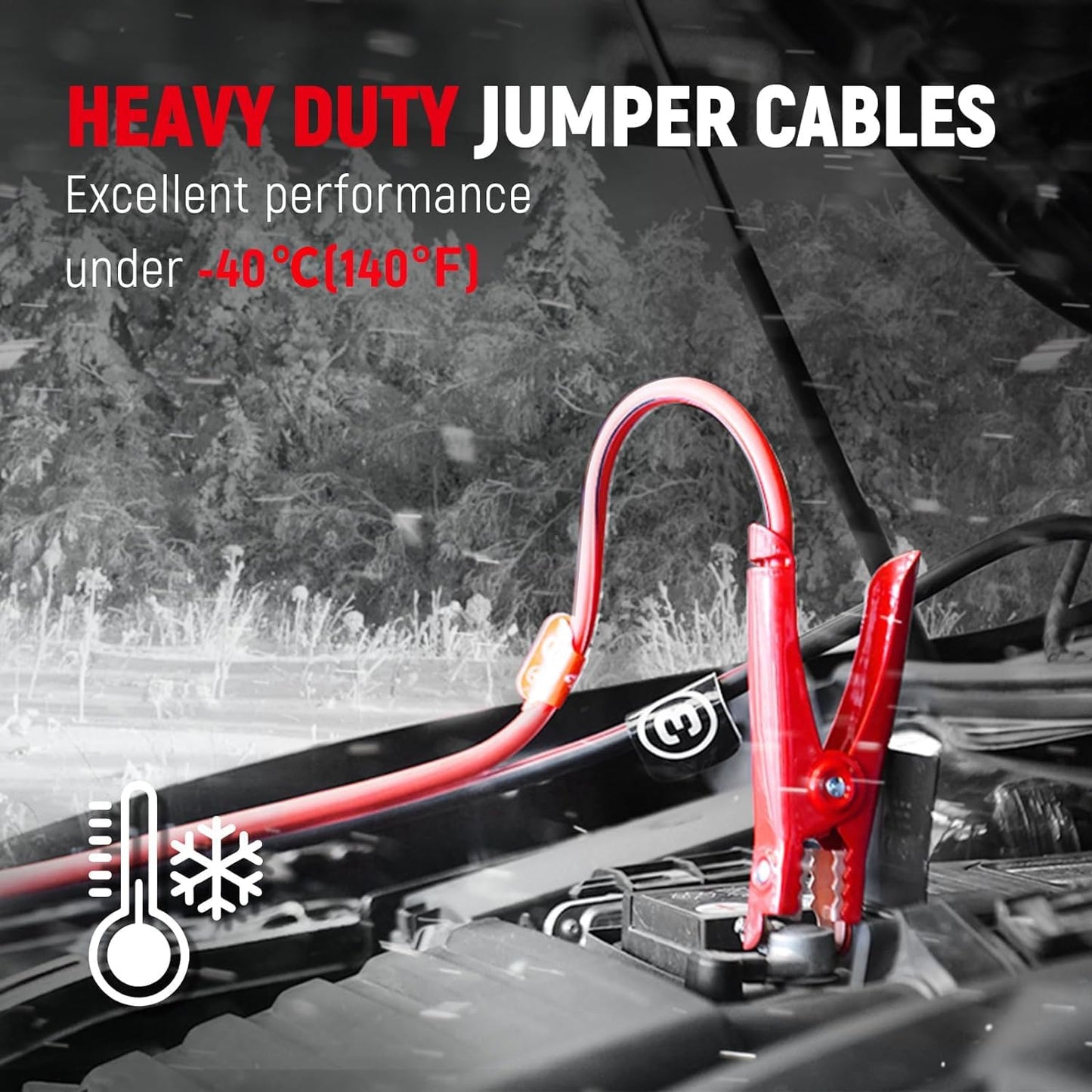 4 Gauge 25 Feet Jumper Cables for Car, SUV and Trucks Battery, Heavy Duty Automotive Booster Cables for Jump Starting Dead or Weak Batteries with Carry Bag, (TD-P0425)