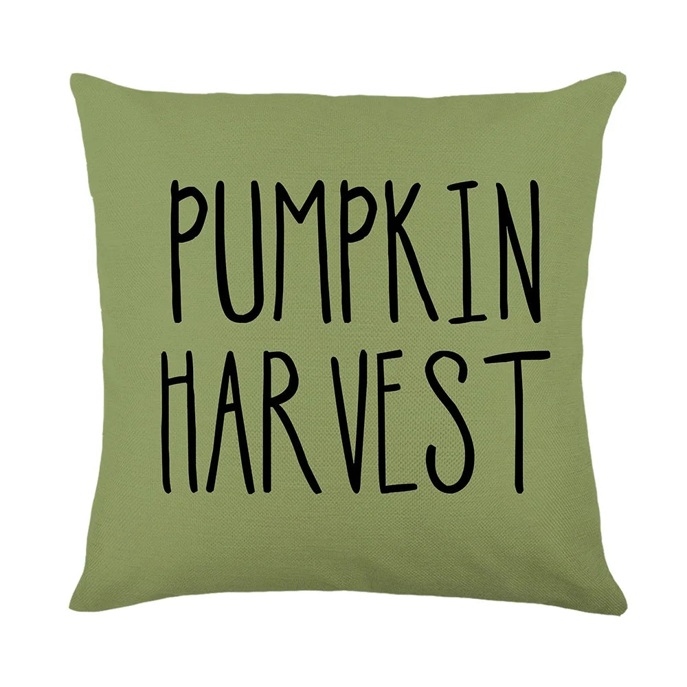 Fall Pillow Covers Green Orange Throw Pillows Cover 18X18 Set of 4 Outdoor Fall Decorations, Pumpkin Farmhouse Pillow Case for Sofa Couch Thanksgiving Decorations Fall Decor