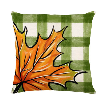 Fall Pillow Covers Green Orange Throw Pillows Cover 18X18 Set of 4 Outdoor Fall Decorations, Pumpkin Farmhouse Pillow Case for Sofa Couch Thanksgiving Decorations Fall Decor