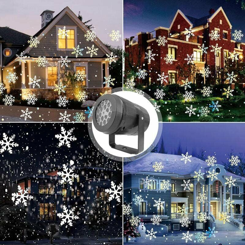 Christmas Snowflake Projector Light LED Snowfall Landscape Projection Xmas Decor