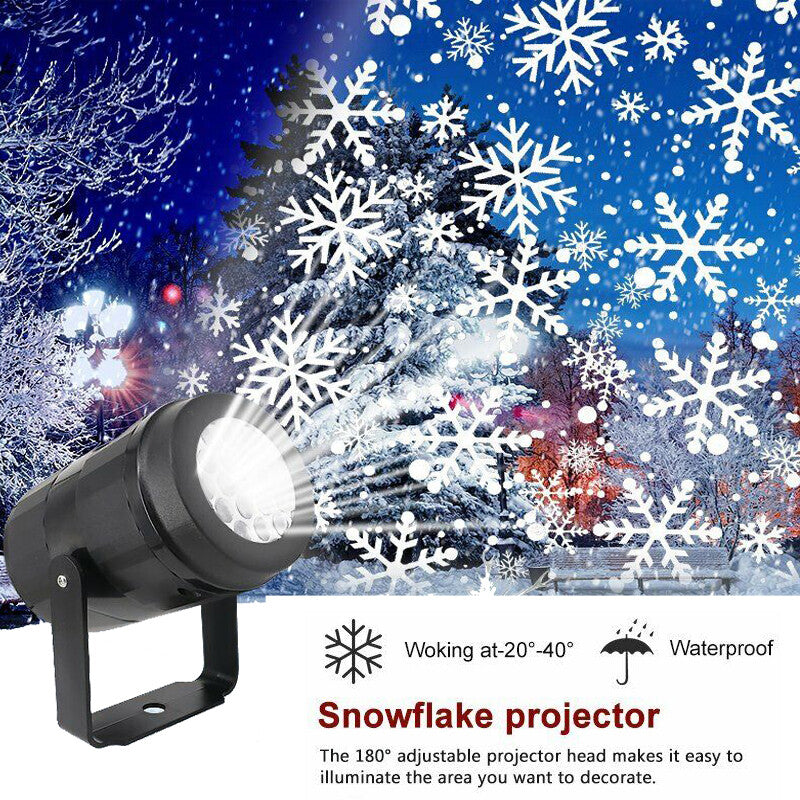 Christmas Snowflake Projector Light LED Snowfall Landscape Projection Xmas Decor