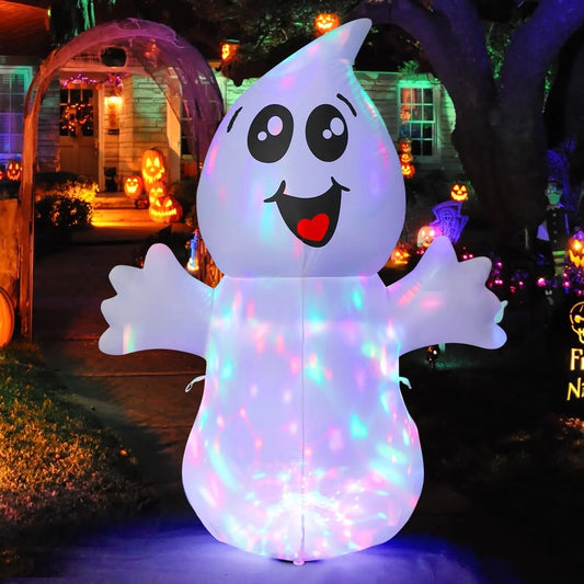 Halloween Inflatables 5 FT Halloween Ghost Inflatable with Built-In Leds, Cute Halloween Inflatable Ghost Blow up Ghost Inflatable, Outdoor Halloween Decorations for Halloween Holiday Party